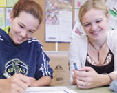 Students working