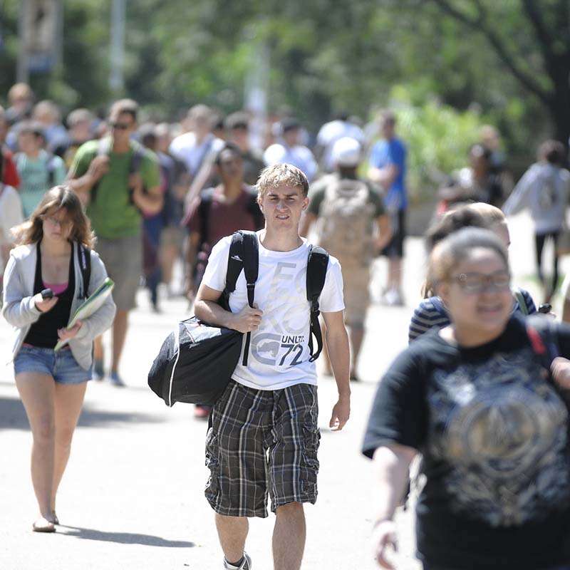 Group of students at a table outside
