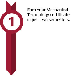 Earn your mechanical tech certificate in just two semesters.