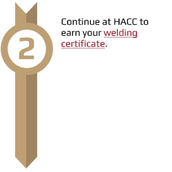 Continue at HACC to earn your welding certificate.
