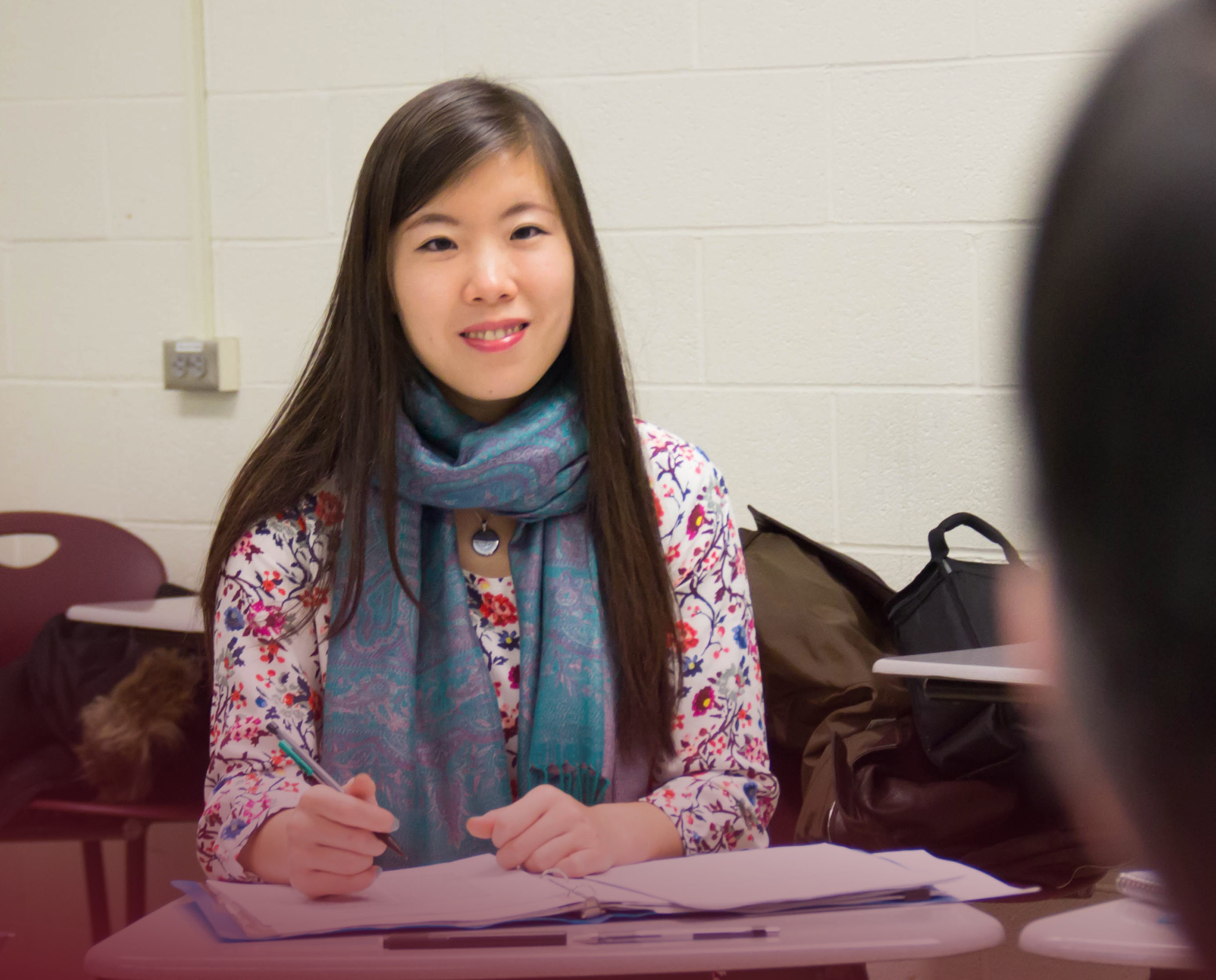 HACC communication student in a classroom
